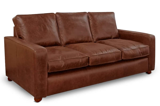 Chesham Leather Sofa Rub off Gold - 3 Seater